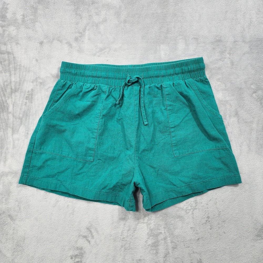 Beyove Shorts Womens L Green Gauze Cotton Sweat Elastic‎ Waist Casual Summer